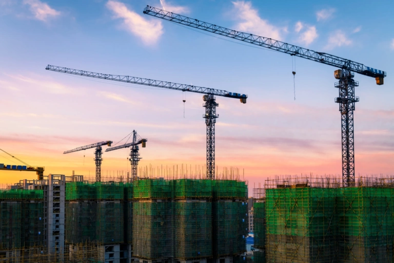 Construction Site Under Sunset